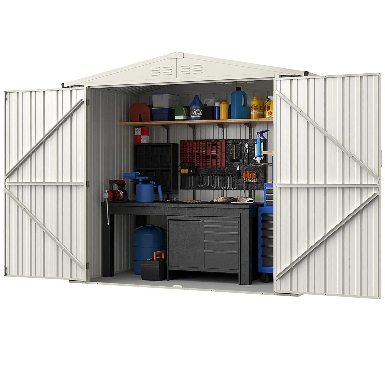 7 x 4 Feet Metal Outdoor Storage Shed with Lockable Door-Gray by DirectDeals