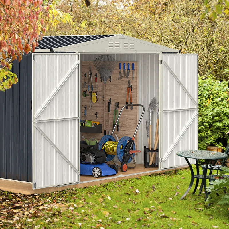 7.5 x 6.3 FT Metal Outdoor Storage Shed with Lockable Door-Gray by DirectDeals
