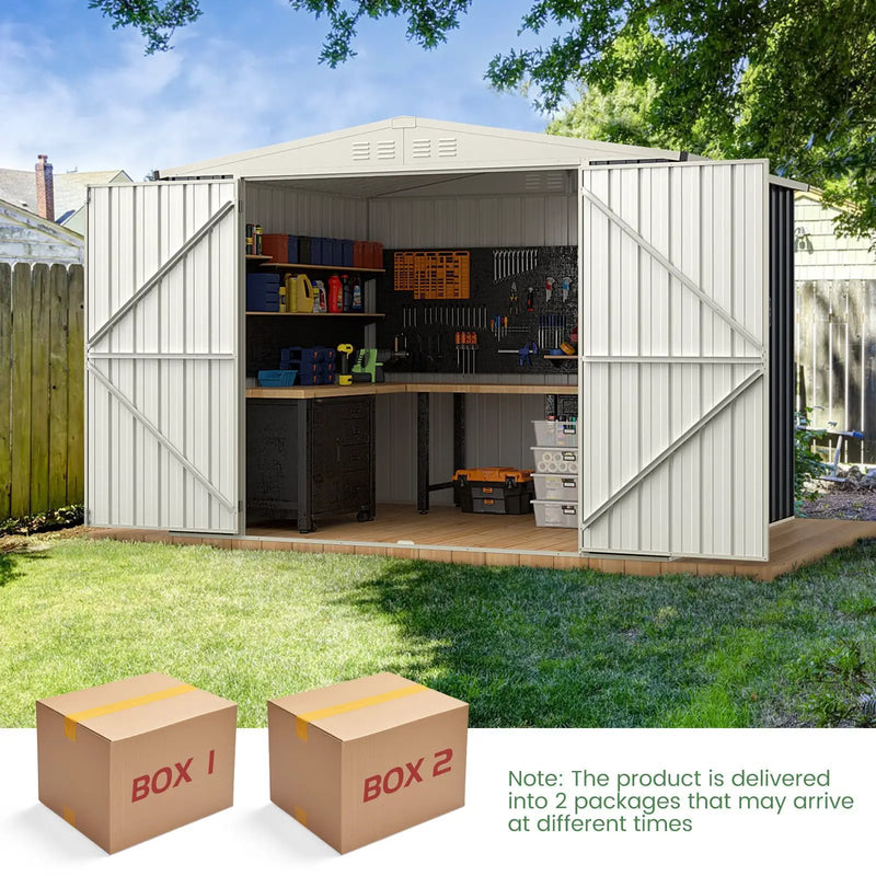 7.5 x 6.3 FT Metal Outdoor Storage Shed with Lockable Door-Gray by DirectDeals