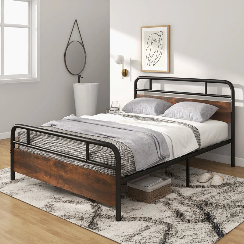 Twin/Full/Queen Size Bed Frame with Industrial Headboard by DirectDeals