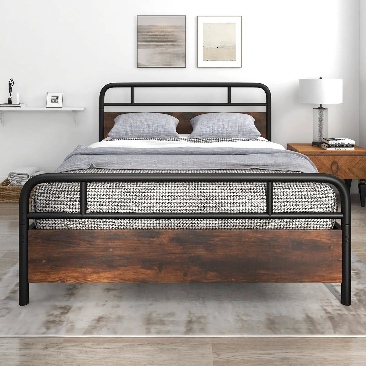 Twin/Full/Queen Size Bed Frame with Industrial Headboard, photo 6 of 10