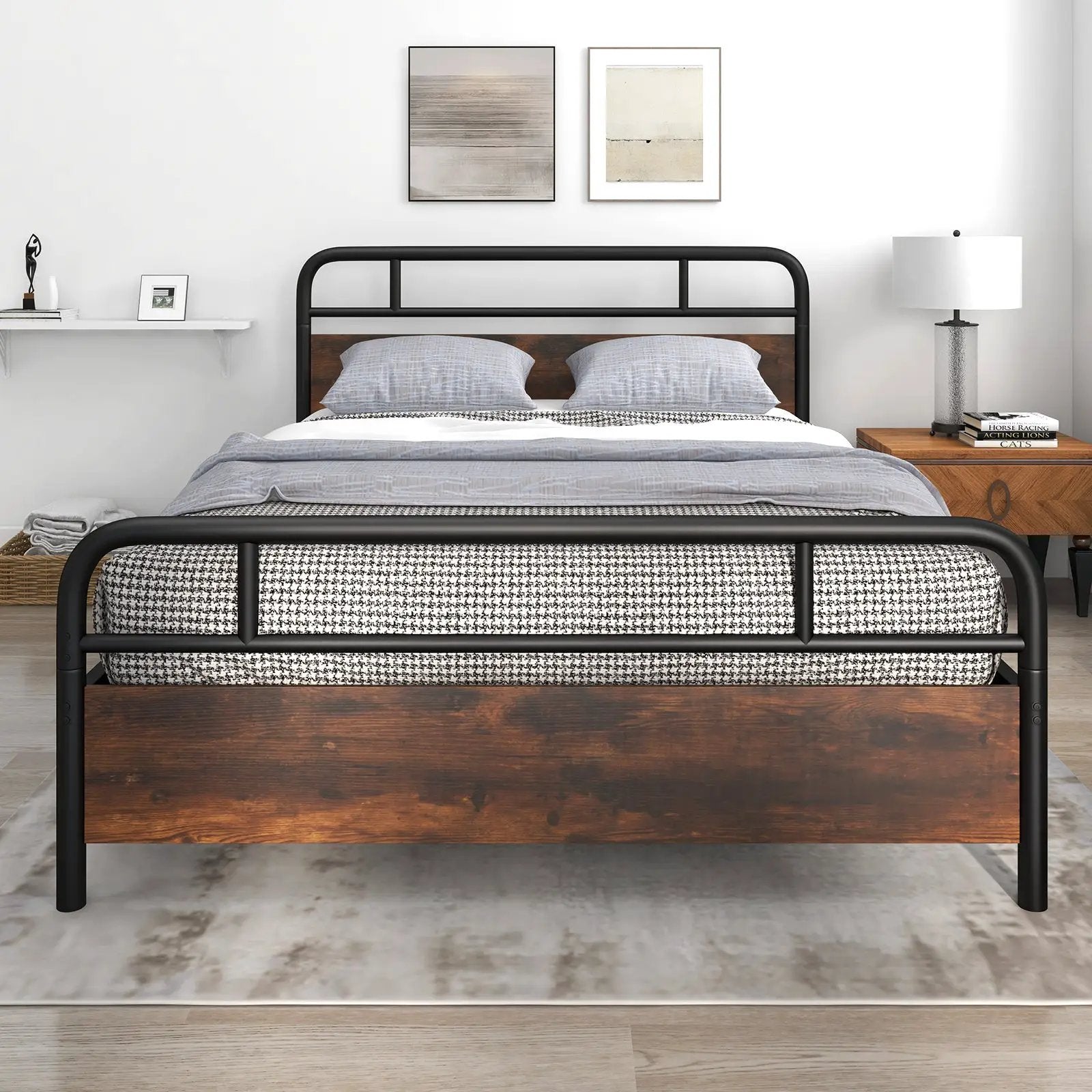 Twin/Full/Queen Size Bed Frame with Industrial Headboard by DirectDeals