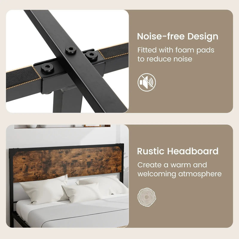 Platform Full/Queen Bed with Rustic Headboard and Footboard by DirectDeals