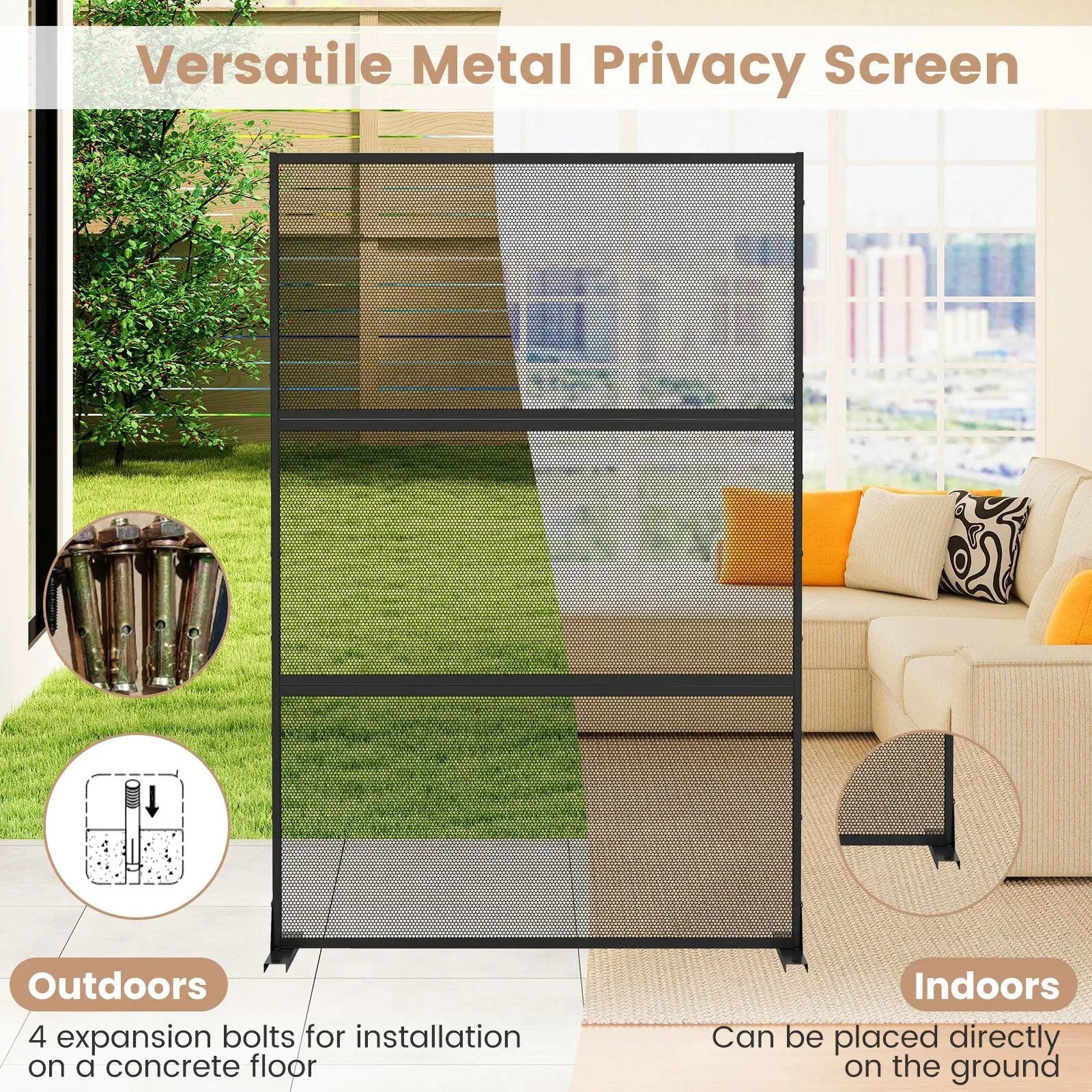 Set of 2 Metal Privacy Screen with Expansion Bolts by DirectDeals