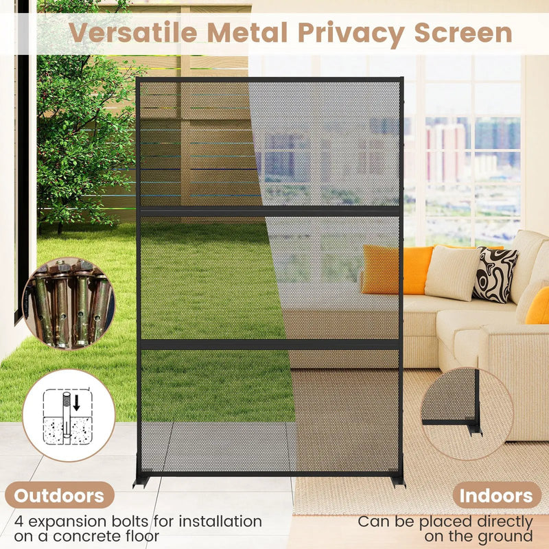Metal Privacy Screen with Expansion Bolts and Connection Screws-Black by DirectDeals