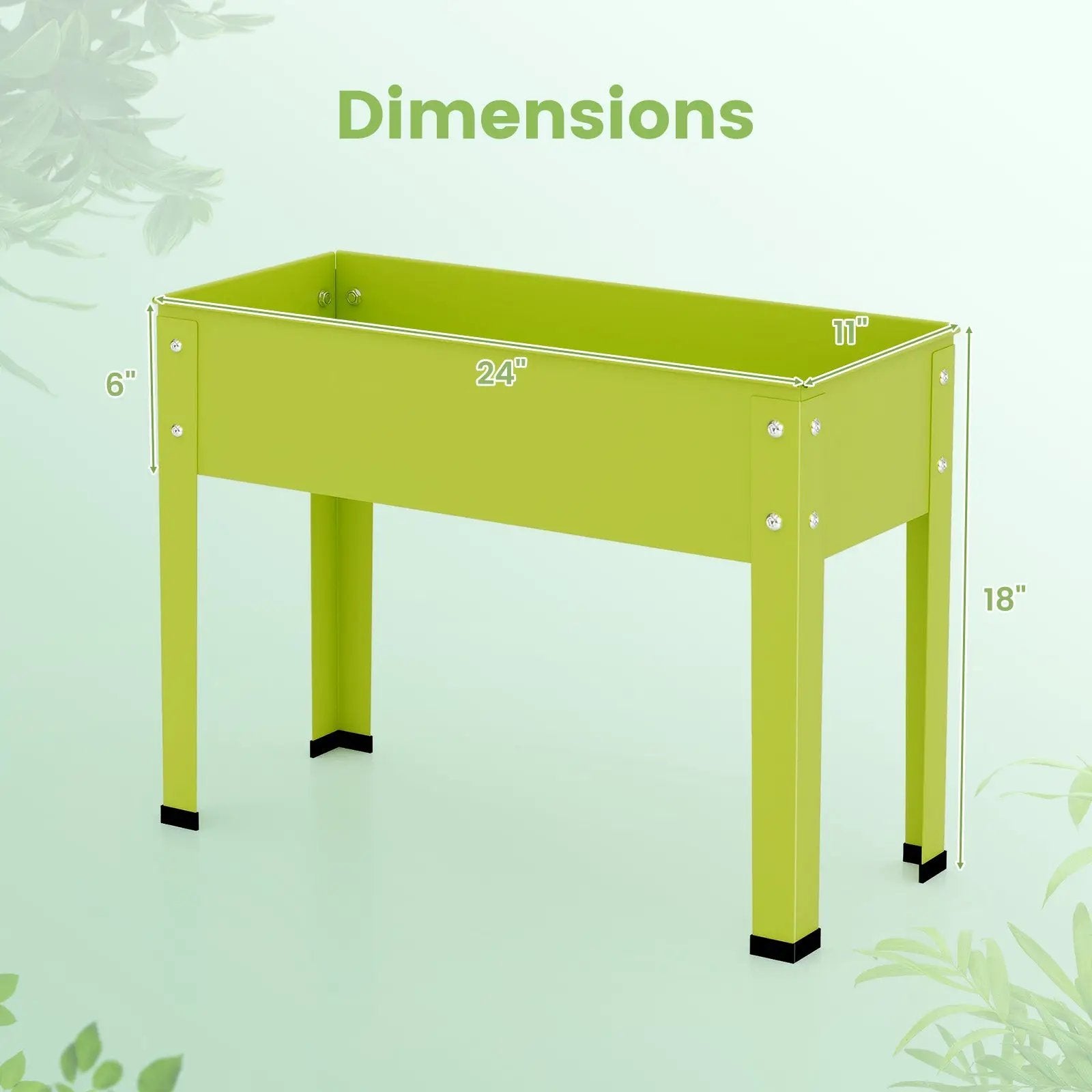 Metal Raised Garden Bed with Legs and Drainage Hole-24 x 11 x 18 inches by DirectDeals