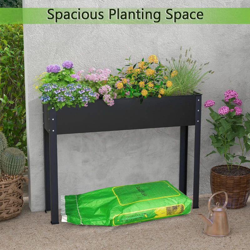 Metal Raised Garden Bed with Legs and Drainage Hole for Vegetable Flower-40 x 11 x 31.5 inches by DirectDeals