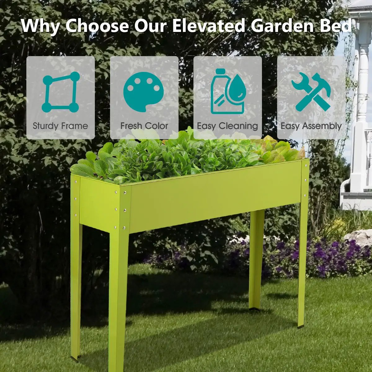 Metal Raised Garden Bed with Legs and Drainage Hole-40 x 11 x 31.5 inches by DirectDeals