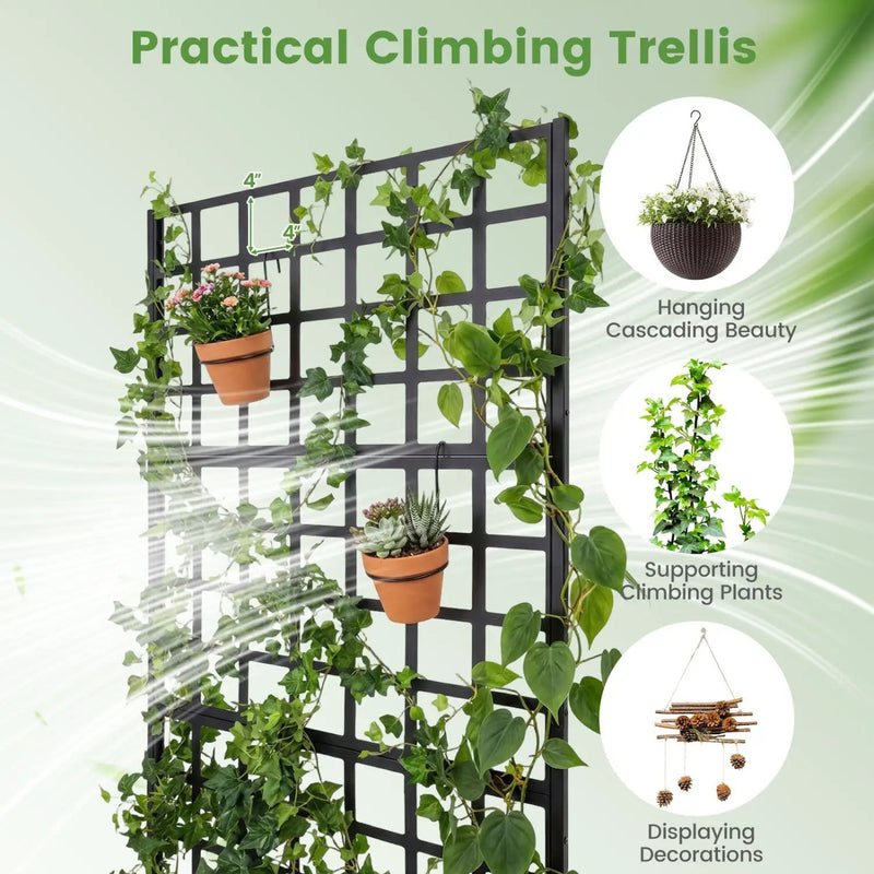 Metal Raised Garden Bed with Trellis and Drainage Holes for Climbing Plants by DirectDeals
