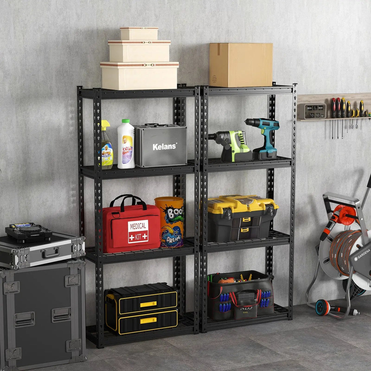 4-Tier Metal Shelving Unit with Anti-slip Foot Pad and Anti-tipping Device, photo 2 of 14