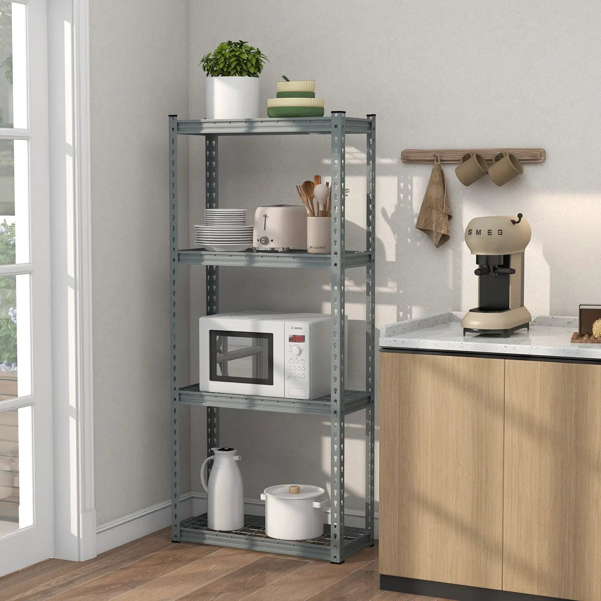 4-Tier Metal Shelving Unit with Anti-slip Foot Pad and Anti-tipping Device, photo 3 of 14