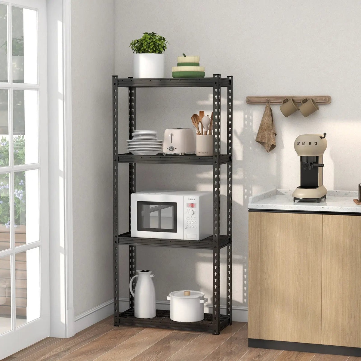 4-Tier Metal Shelving Unit with Anti-slip Foot Pad and Anti-tipping Device, photo 4 of 14