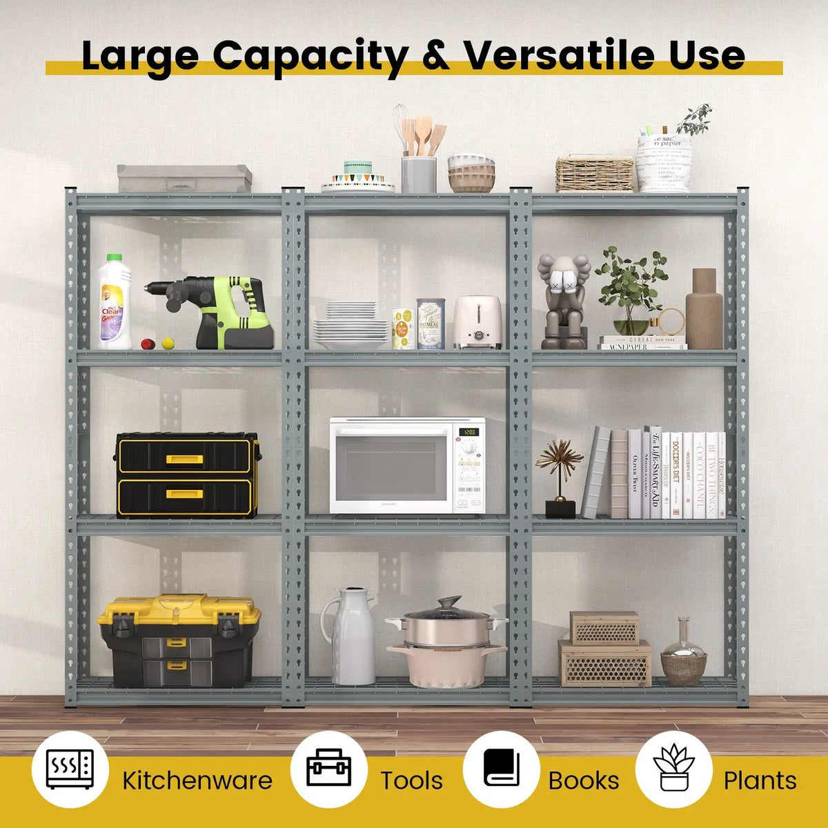 4-Tier Metal Shelving Unit with Anti-slip Foot Pad and Anti-tipping Device, photo 11 of 14