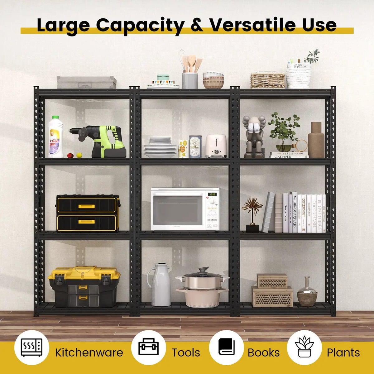 4-Tier Metal Shelving Unit with Anti-slip Foot Pad and Anti-tipping Device, photo 12 of 14