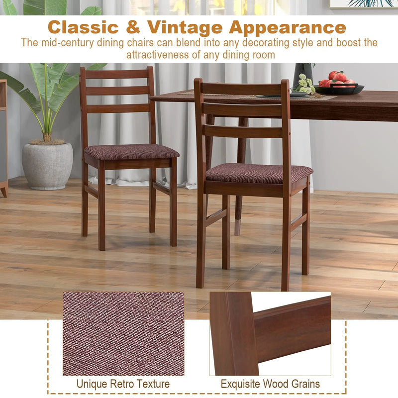 Set of 2 Mid-Century Wooden Dining Chairs-Espresso by DirectDeals