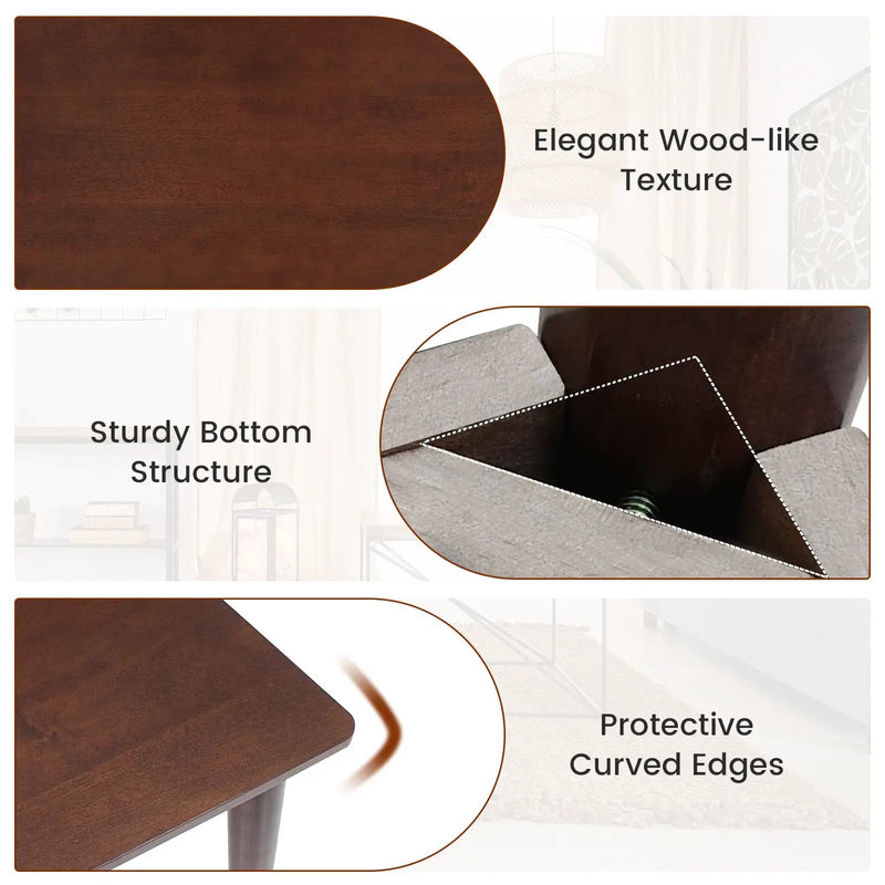 48 Inches Mid Century Dining Table for 4 with Rubber Wood Legs-Brown by DirectDeals