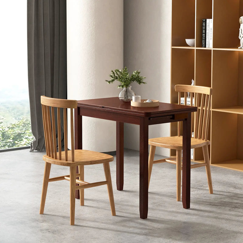 Mid Century Folding Dining Table for 4 People Extendable Kitchen Table with Hidden Storage-Brown by DirectDeals
