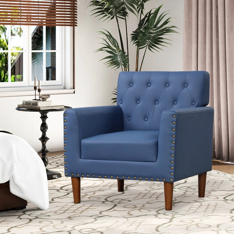 Mid Century Modern Accent Chair with Button Tufted Decoration and Rivets by DirectDeals