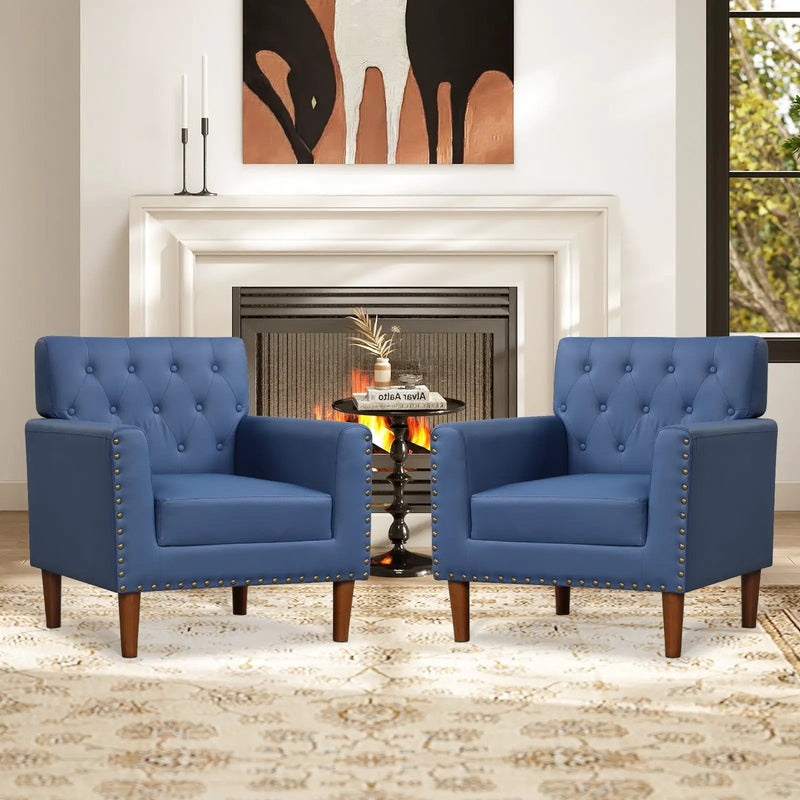 Mid Century Modern Accent Chair with Button Tufted Decoration and Rivets by DirectDeals
