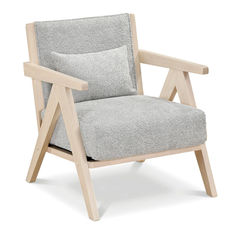 Mid-Century Modern Accent Chair Artificial Leather Sofa Chair with Rubber Wood Frame by DirectDeals