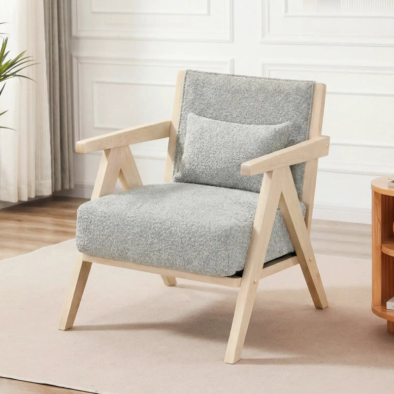 Mid-Century Modern Accent Chair Artificial Leather Sofa Chair with Rubber Wood Frame by DirectDeals