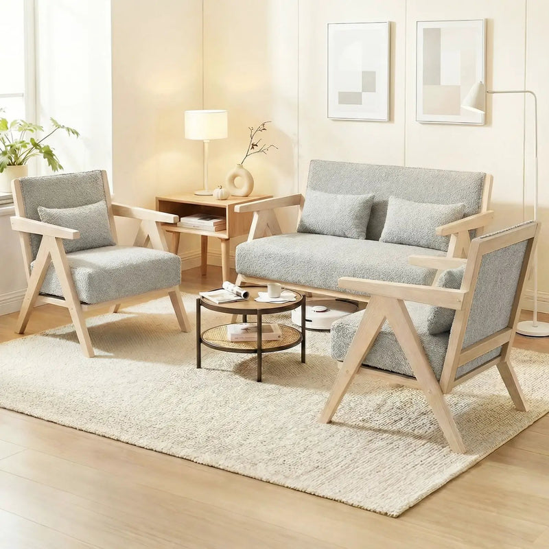 Mid-Century Modern Accent Chair Artificial Leather Sofa Chair with Rubber Wood Frame by DirectDeals
