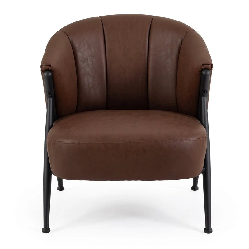 Mid Century Accent Chair with Curved Backrest - Brown by DirectDeals