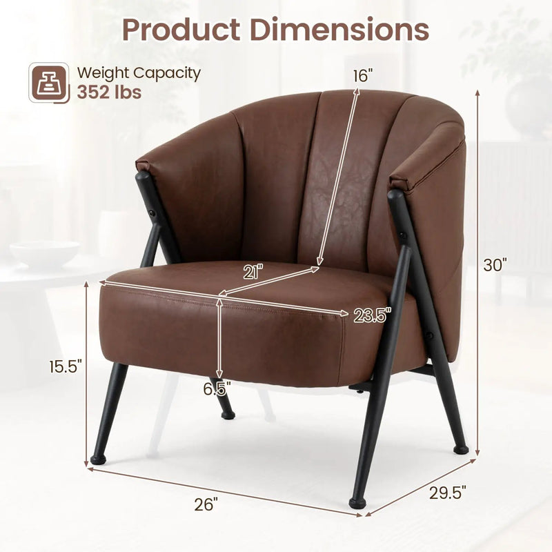 Mid Century Accent Chair with Curved Backrest - Brown by DirectDeals