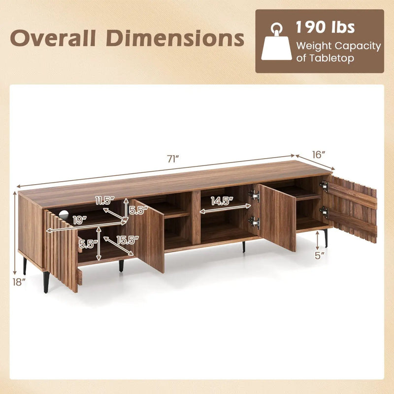 Mid Century Modern Entertainment Center with 4 Storage Cabinets for Living Room by DirectDeals