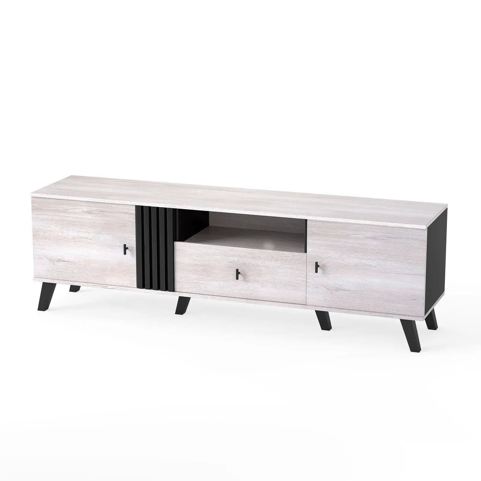 Mid Century Modern TV Stand Entertainment Center for 80" TVs-Oak by DirectDeals