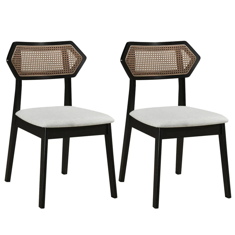 Mid Century Rattan Dining Chairs Set of 2 with Wood Frame by DirectDeals