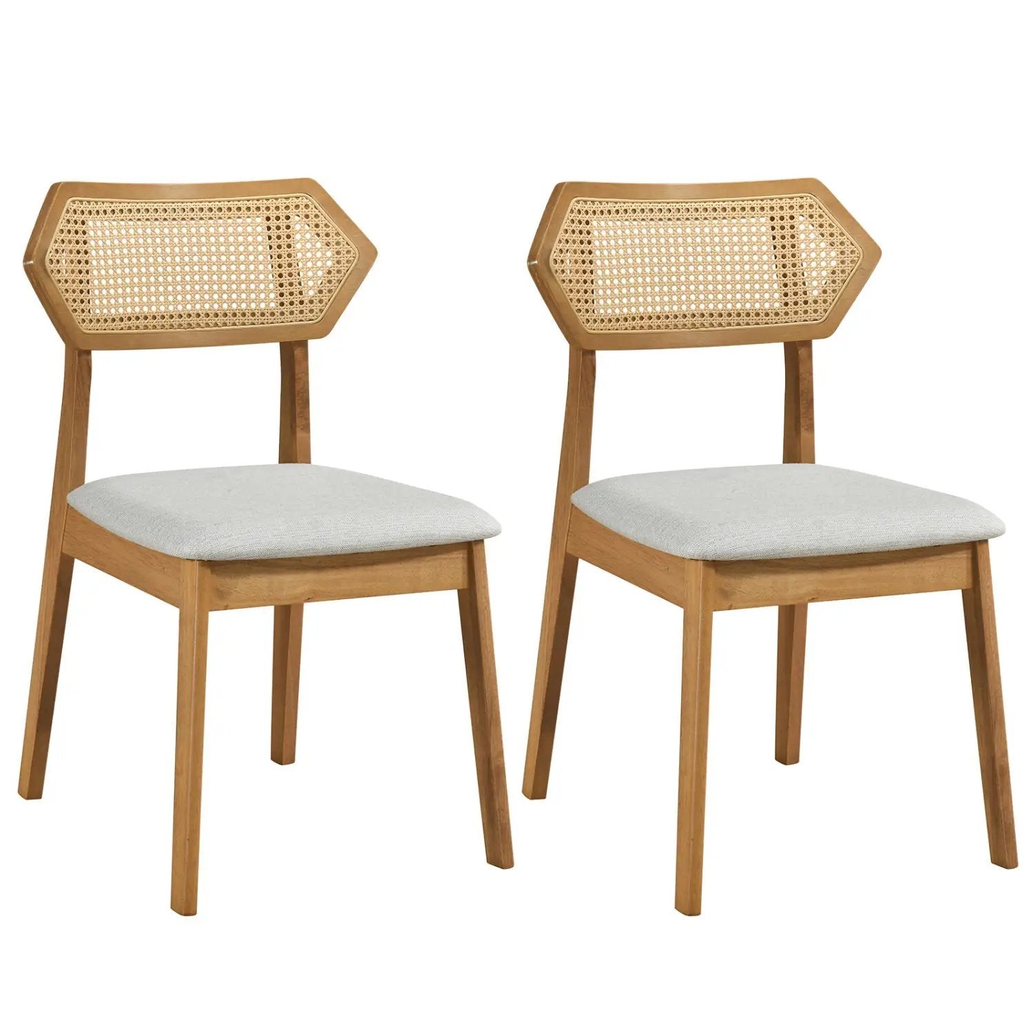 Mid Century Rattan Dining Chairs Set of 2 with Wood Frame by DirectDeals