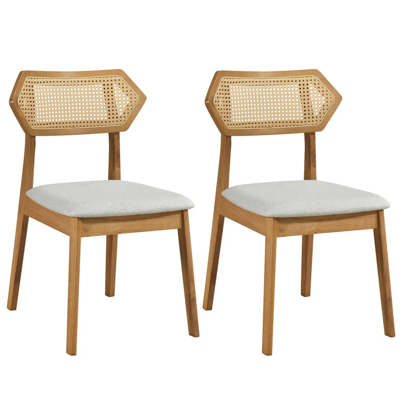 Mid Century Rattan Dining Chairs Set of 2 with Wood Frame by DirectDeals