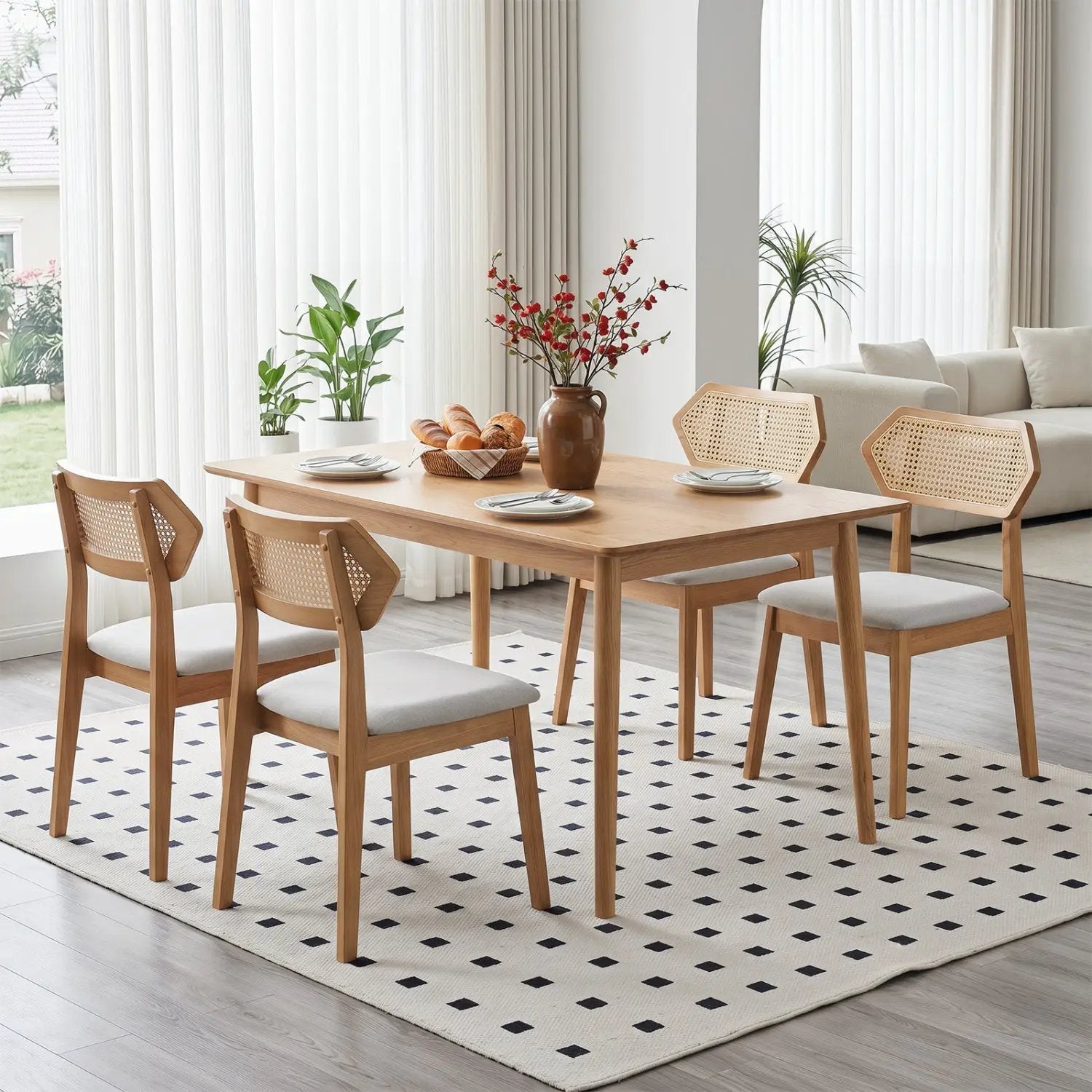 Rattan Dining Chairs Set of 4 with Curved Back by DirectDeals