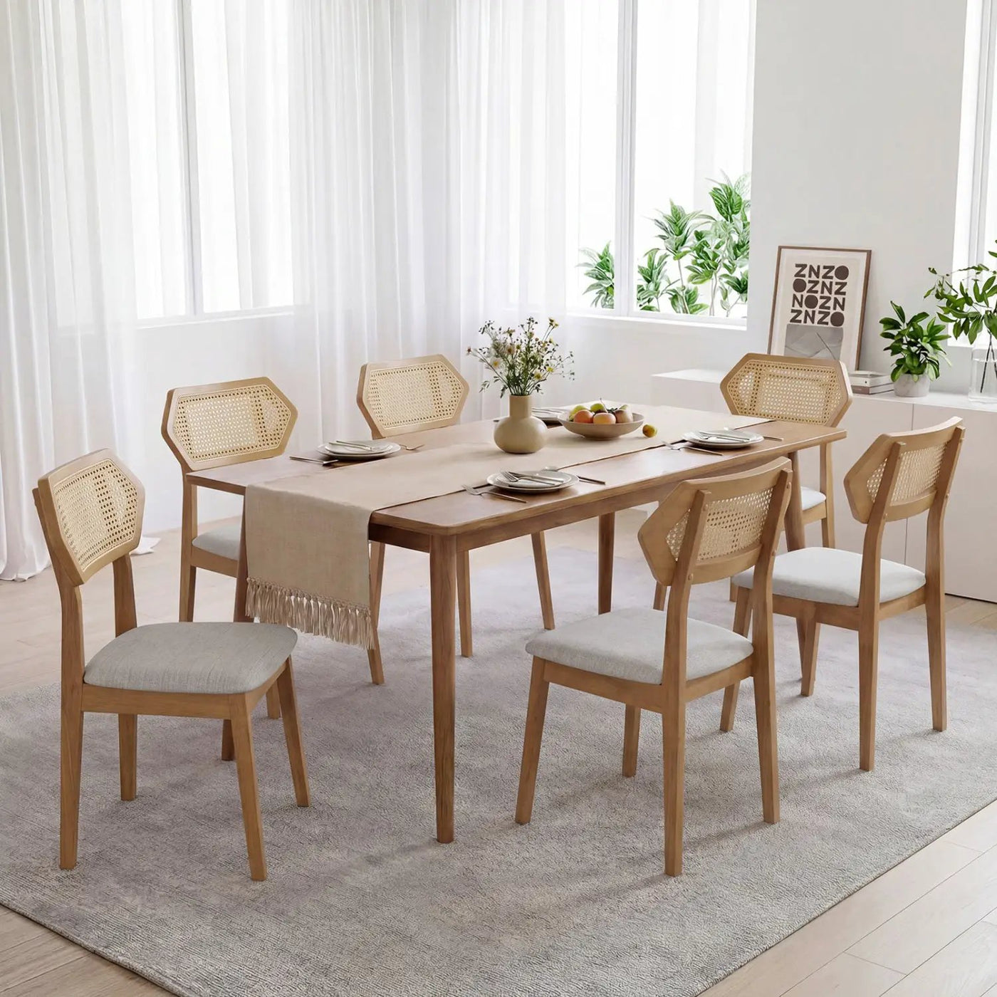 Rattan Dining Chairs Set of 4 with Curved Back by DirectDeals