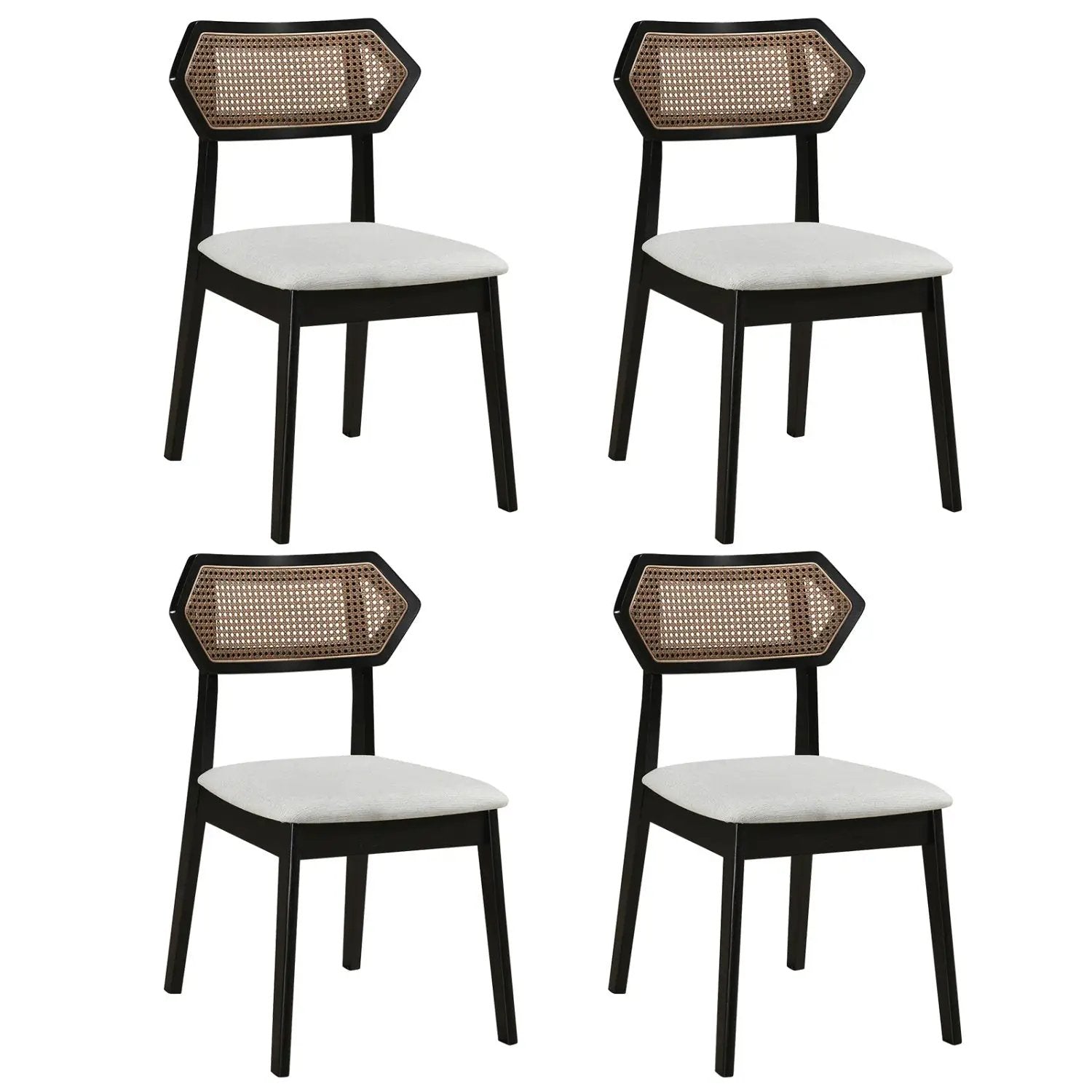 Rattan Dining Chairs Set of 4 with Curved Back by DirectDeals