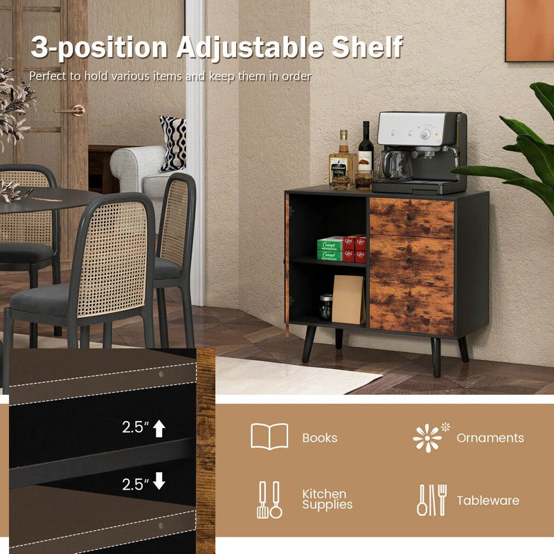 Mid-Century Wood Storage Cabinet with Door and 3 Drawers by DirectDeals