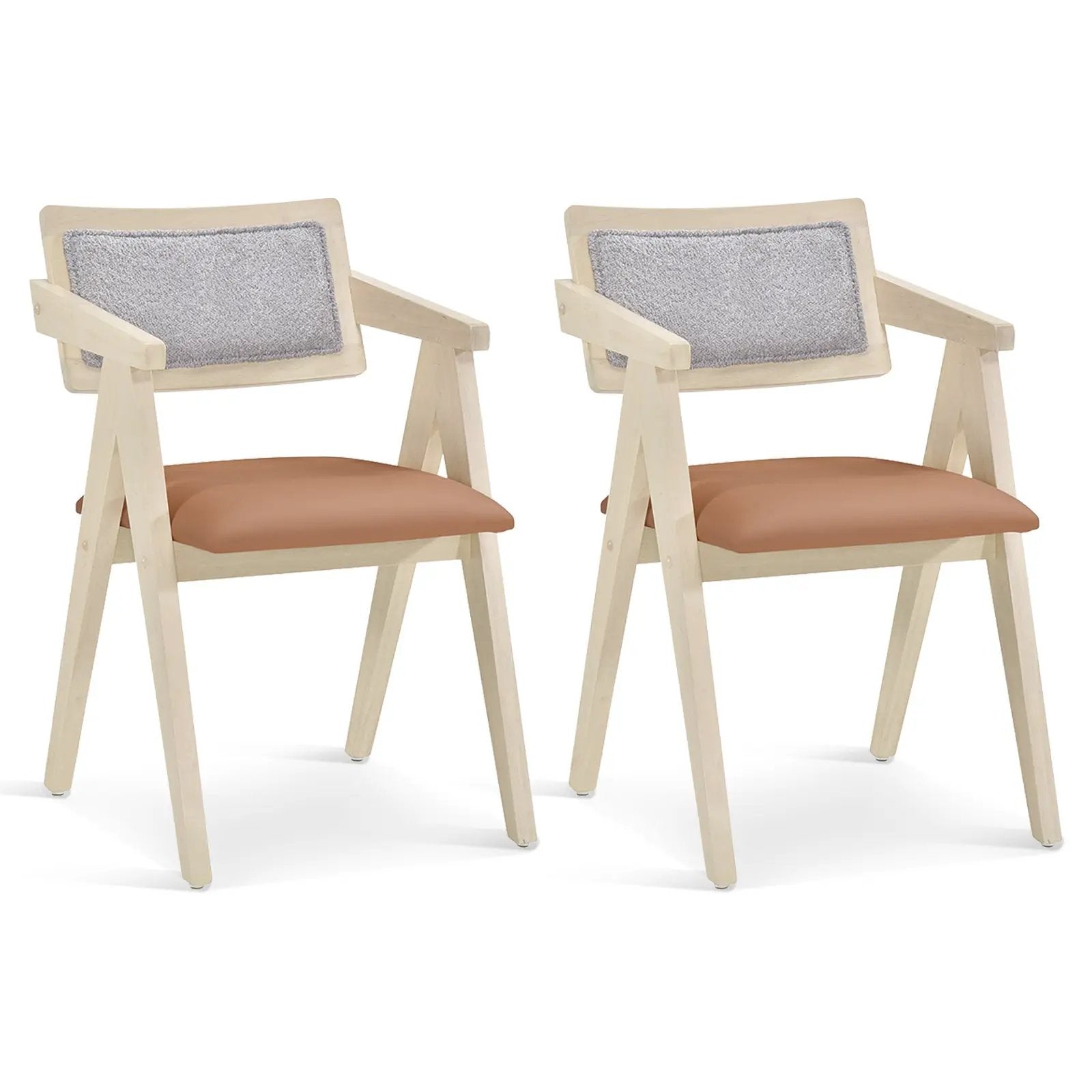 Mid Century Wooden Accent Chairs with Leathaire Seat Cushions Set of 2 by DirectDeals