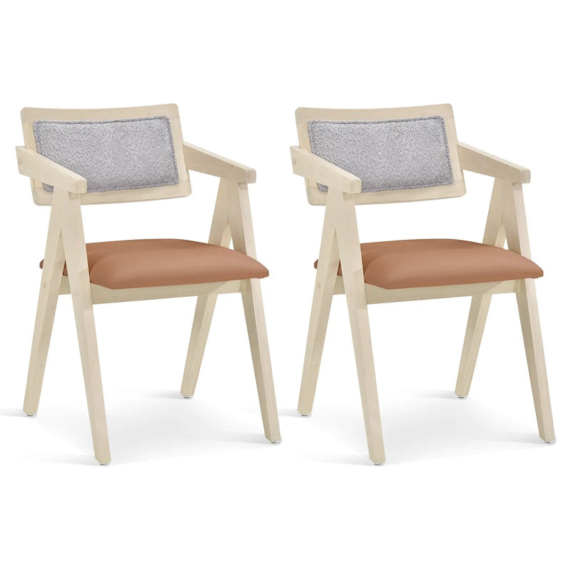 Mid Century Wooden Accent Chairs with Leathaire Seat Cushions Set of 2 by DirectDeals