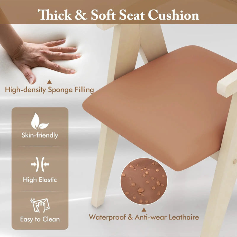 Mid Century Wooden Accent Chairs with Leathaire Seat Cushions Set of 2 by DirectDeals