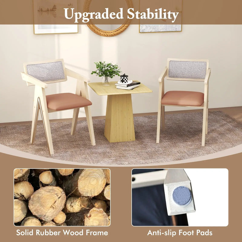 Mid Century Wooden Accent Chairs with Leathaire Seat Cushions Set of 2 by DirectDeals