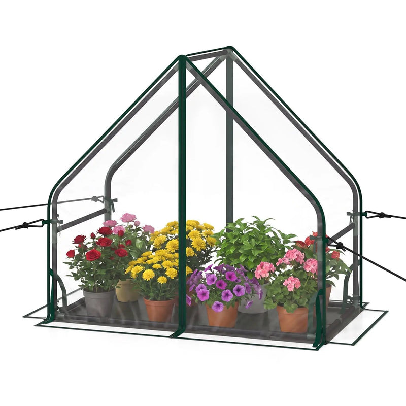 Mini Green House Metal Frame with Waterproof Bottom Mat and Wind Ropes by DirectDeals
