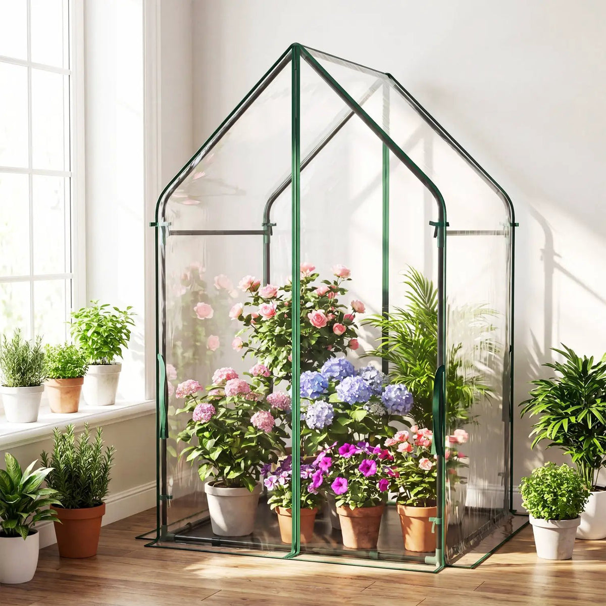 Mini Green House Metal Frame with Waterproof Bottom Mat and Wind Ropes, photo 6 of 16