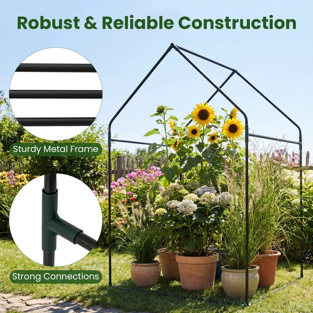 Mini Green House Metal Frame with Waterproof Bottom Mat and Wind Ropes, photo 8 of 16