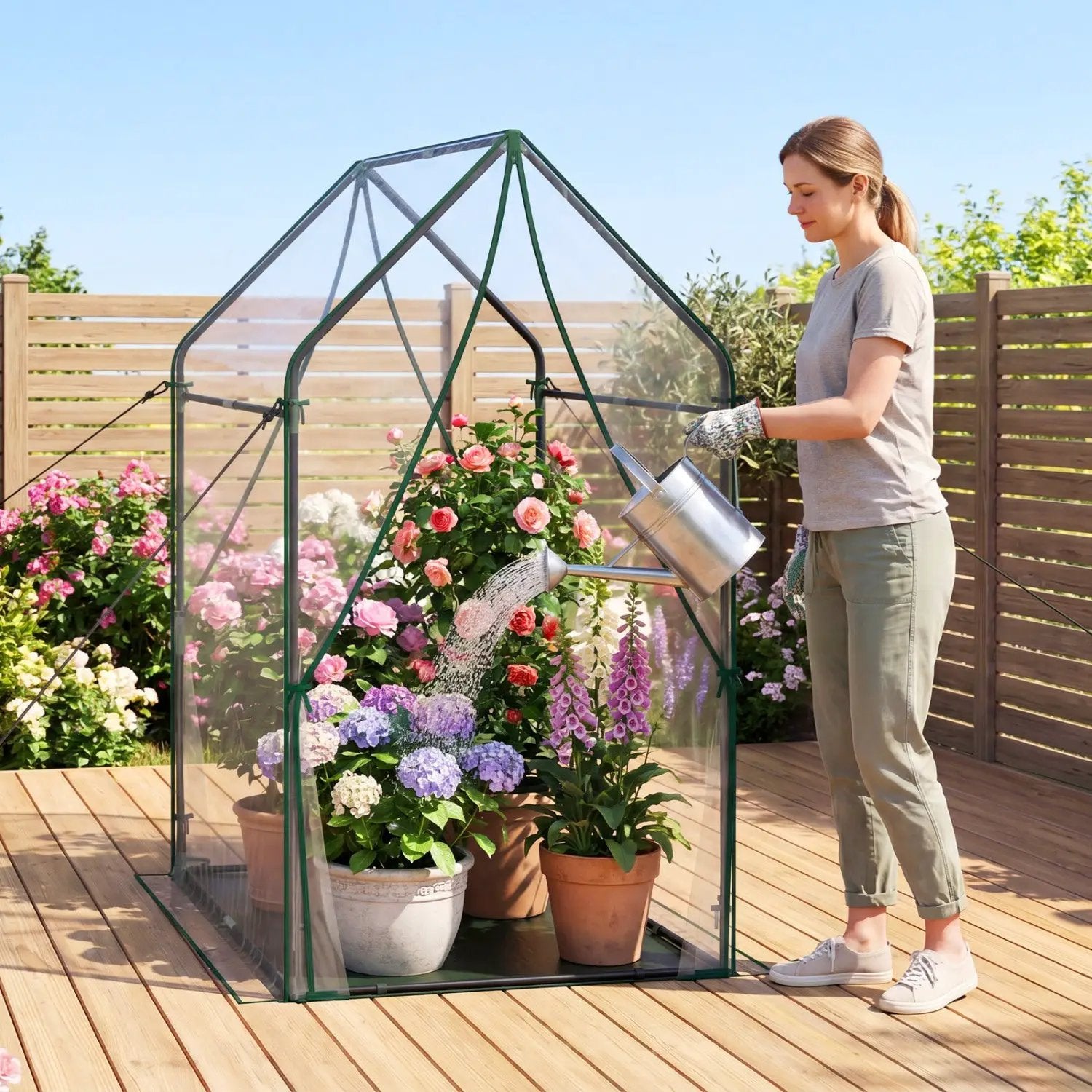 Mini Greenhouse with Metal Frame and Waterproof Cover by DirectDeals