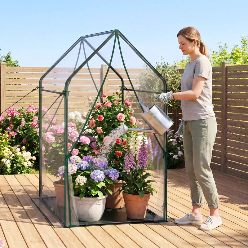 Mini Greenhouse with Metal Frame and Waterproof Cover by DirectDeals