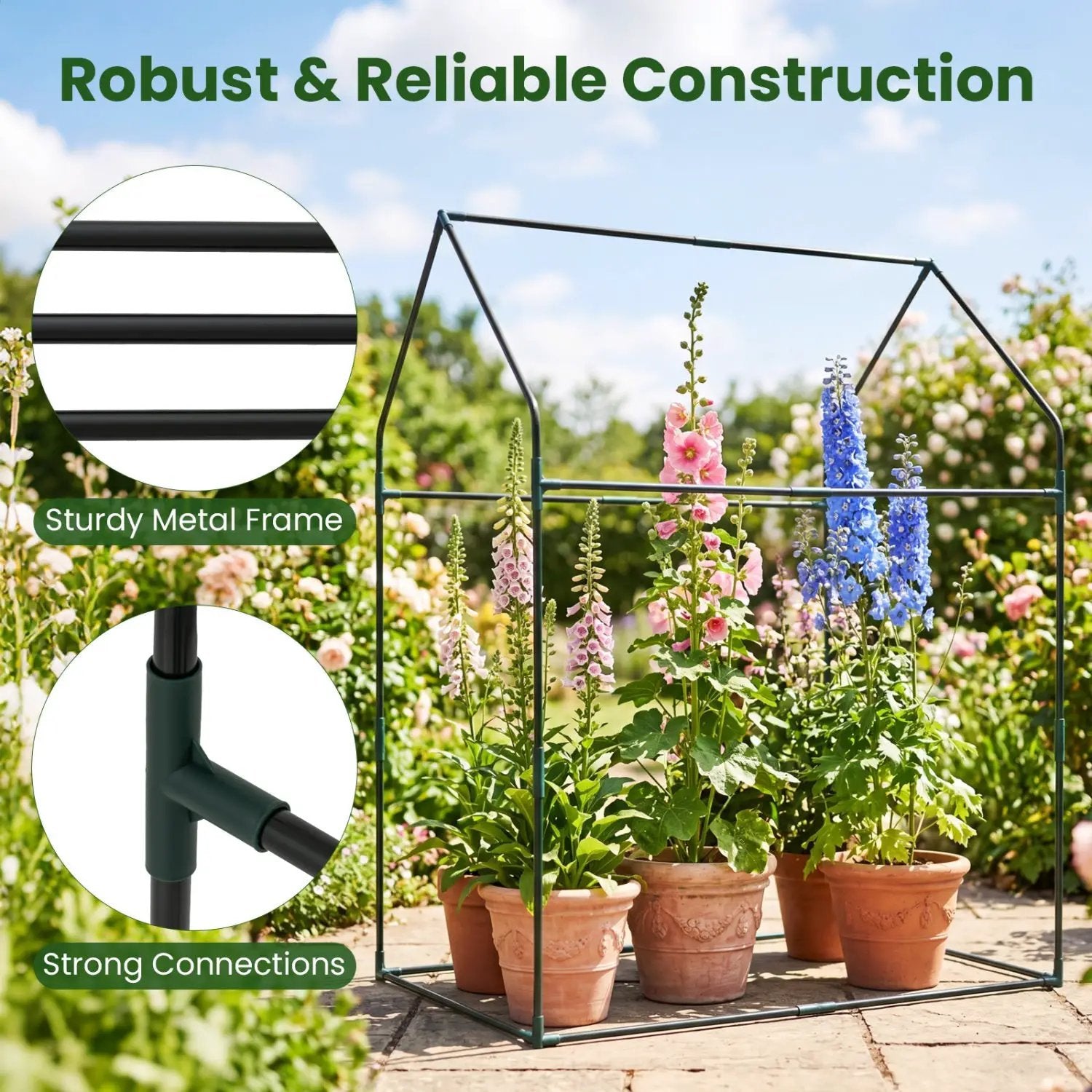 Mini Greenhouse with Metal Frame and Waterproof Cover by DirectDeals