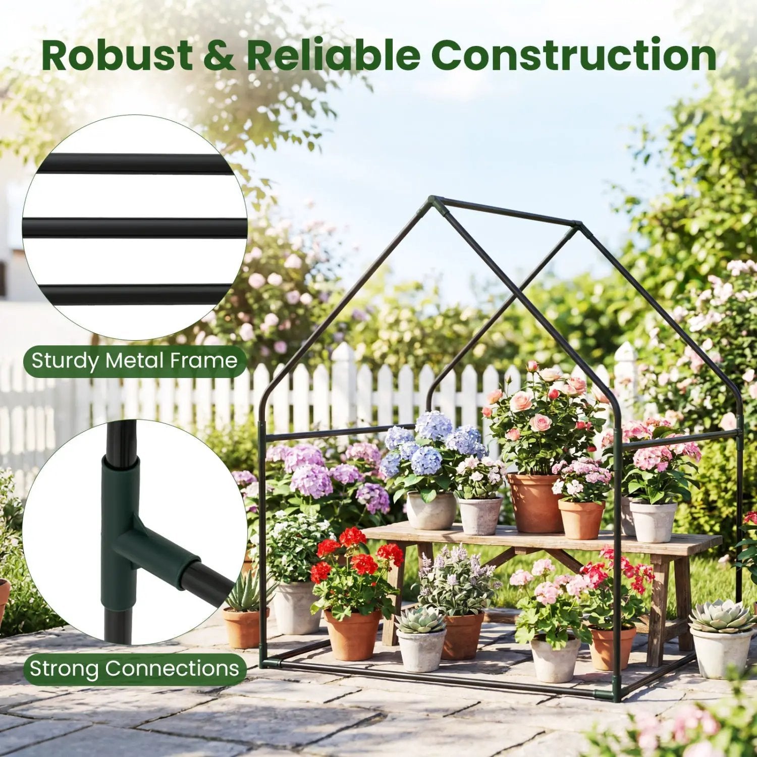 Mini Greenhouse with Metal Frame and Waterproof Cover by DirectDeals