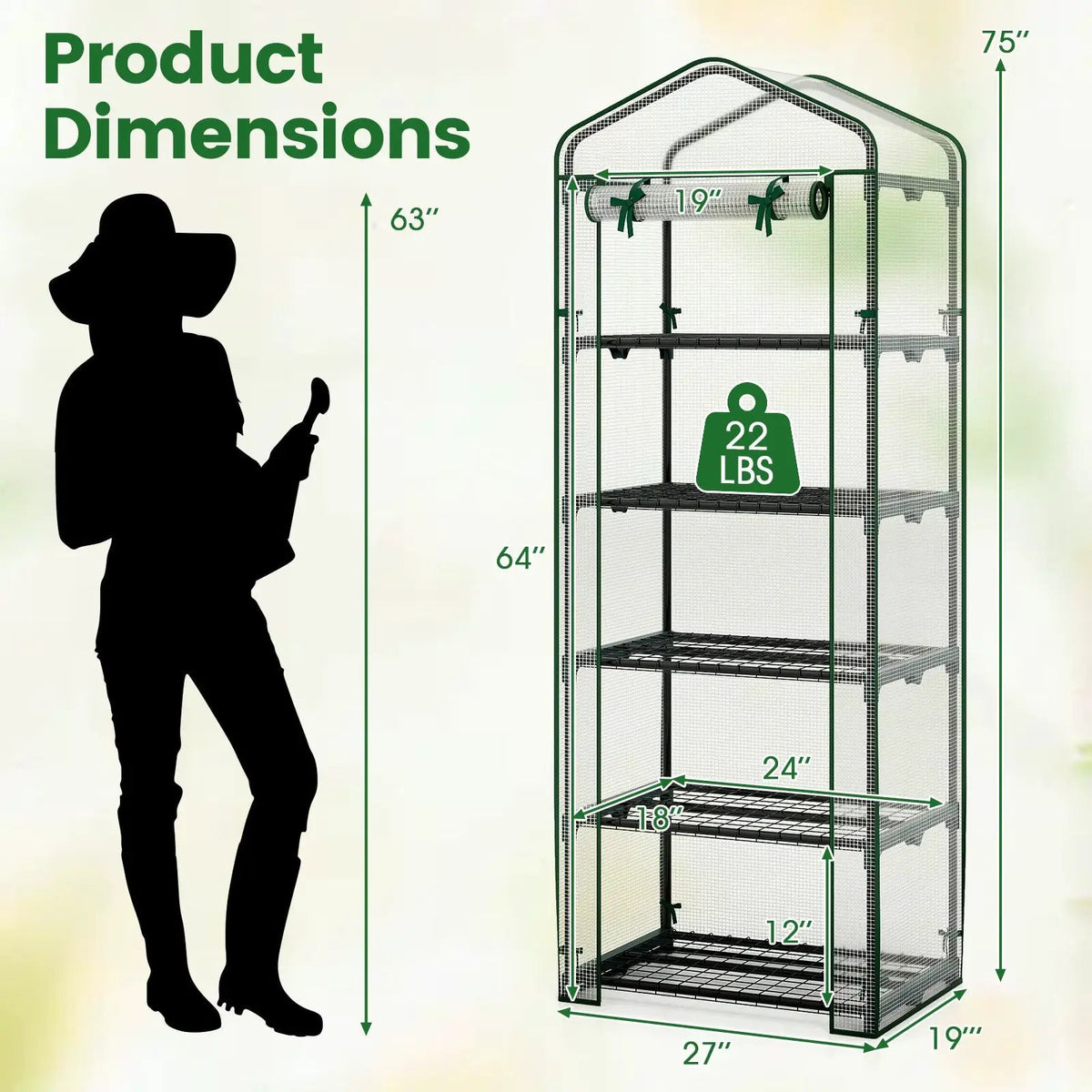Mini Greenhouse Portable Plant Grow House with 5 Tier Shelves, photo 8 of 16