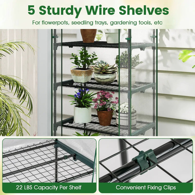 Mini Greenhouse Portable Plant Grow House with 5 Tier Shelves by DirectDeals